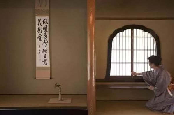 The Tokonoma and the windows in the Japanese tea house