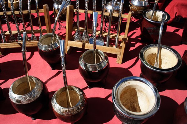 The guampa and the straw for having yerba mate tea