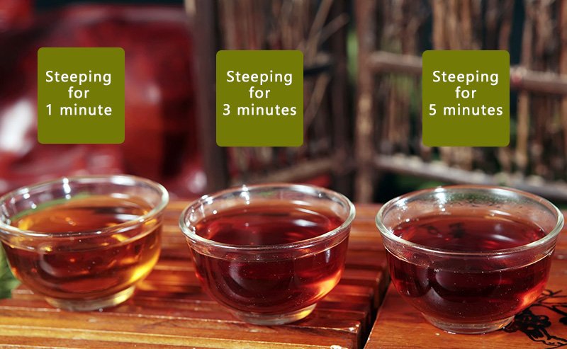 The long time the tea steeping, the deeper color and more caffeine it gets