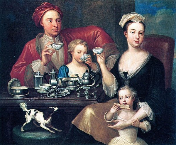Joseph Van Aken (Antwerp-born British painter, c.1699‑1749) An English Family at Tea 1725