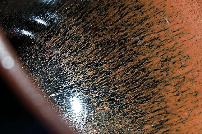 The iron flowing and creates the patterns