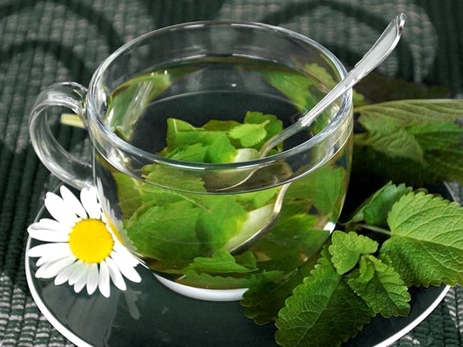 Brew lemon balm tea with chamomile